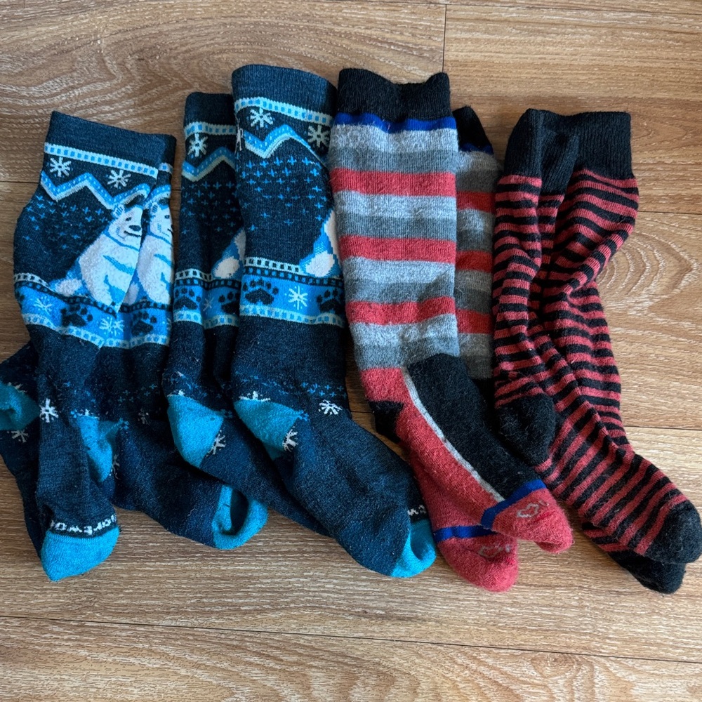 Smartwool Kids' Blue and Red Patterned Socks